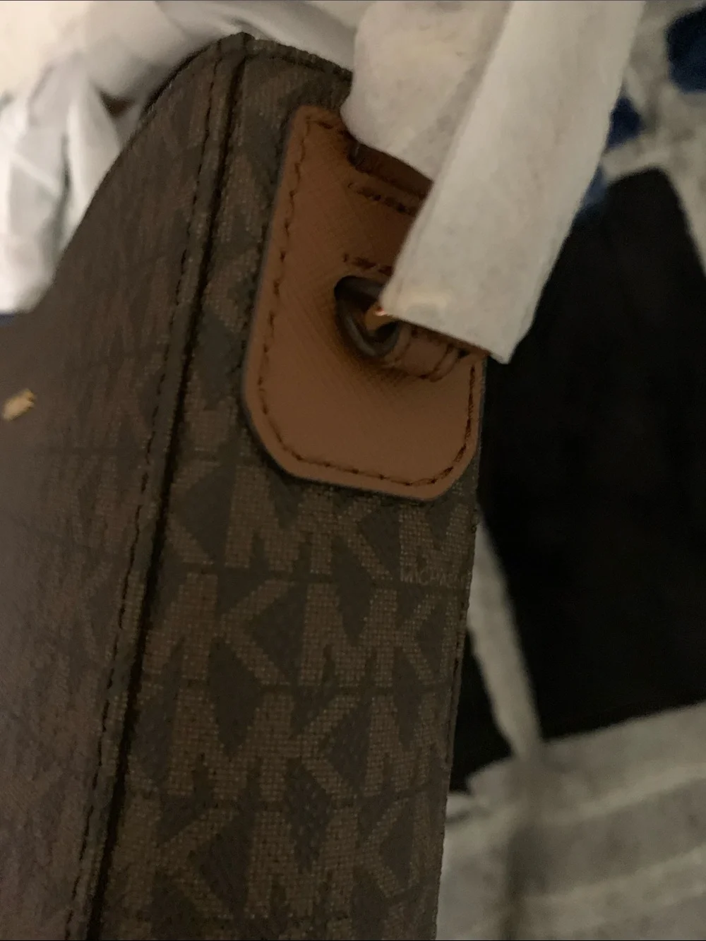 Michael Kors Dark Brown Signature Messenger Bag with Gold Logo